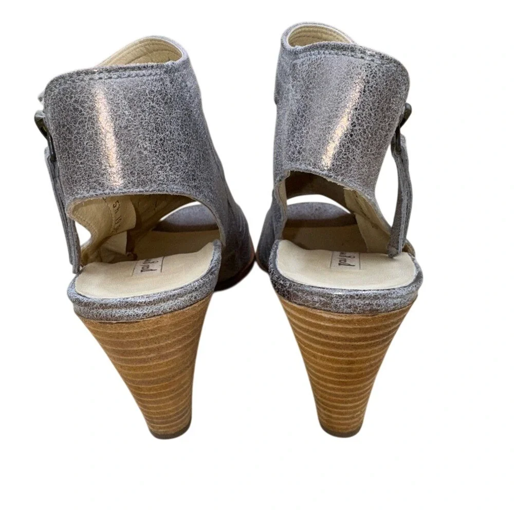 Paul Green‎ Cayanne Brushed Silver Metallic Peep-toe heels, Women's 5.5, EUC